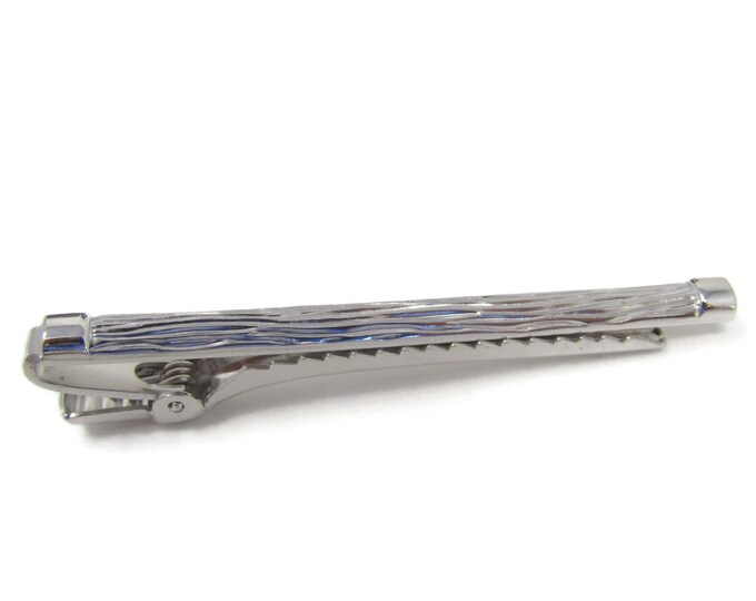 Wood Texture Tie Clip Tie Bar: Vintage Silver Tone - Stand Out from the Crowd with Class