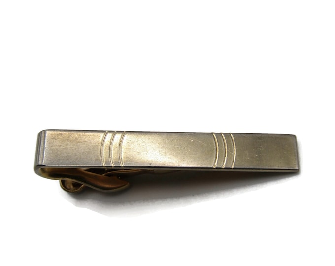 Curved Lines Gold Tone Modernist Industrial Style Tie Bar Tie Clip Men's Jewelry