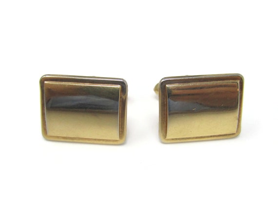 Vintage Gold Tone Rectangle Cufflinks for Men - image 3