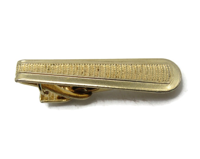 Tapered And Textured Design Tie Clip Tie Bar Men's Jewelry Gold Tone