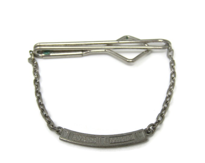 Art Deco Medallion Chain Tie Clip Tie Bar: Vintage Silver Tone - Stand Out from the Crowd with Class