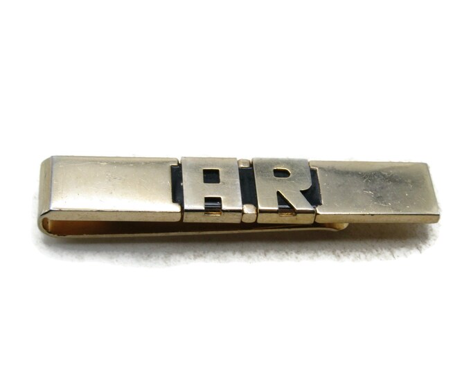 A.R. Letter Initial Monogram Tie Clip Tie Bar Men's Jewelry Gold Tone