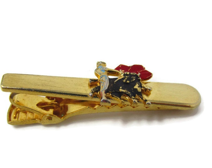 Bull Fighter Tie Clip Vintage Tie Bar: Gold Tone