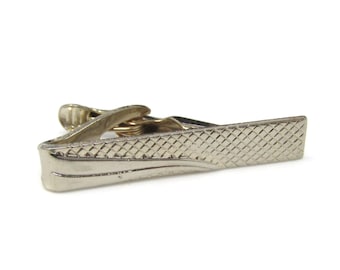 Vintage Gold Tone Waffle Texture Tie Clip