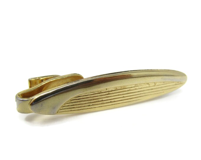 Retro Grooves Tie Clip Tie Bar: Vintage Gold Tone - Stand Out from the Crowd with Class