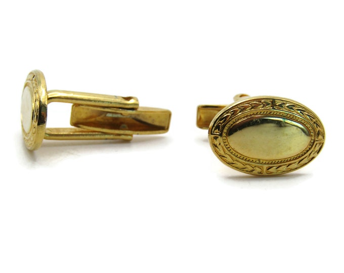 Decorative Edging Oval Cuff Links Men's Jewelry Gold Tone