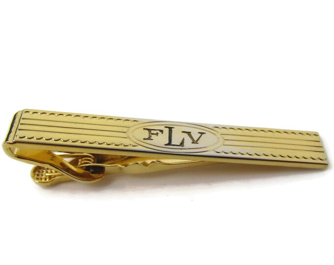Vintage Tie Bar Clip: FVL Initials High Quality Gold Tone Nice Design