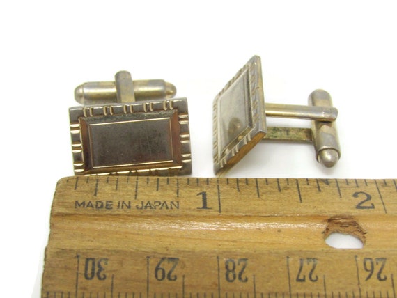Rectangle Segmented Border Cufflinks for Men's Vi… - image 6