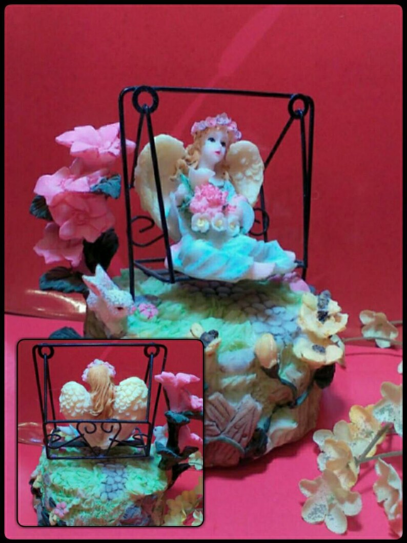 Angel Music Box Angel Figurine Swing Baby Shower Nursery Etsy