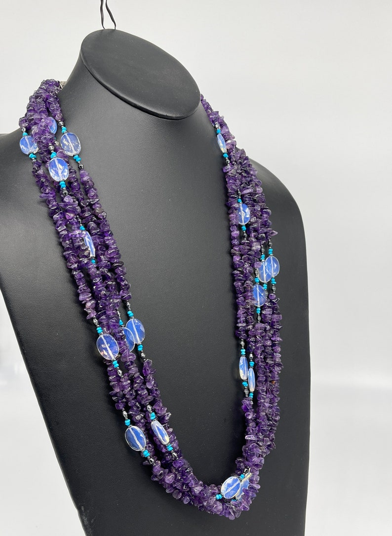 Amethyst Chip Necklace With Abalone Shell. Etsy