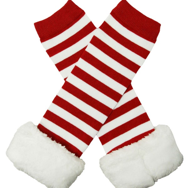 READY TO SHIP Christmas Faux Fur Cuff Leg warmers , Toddler, infant, Newborn, Girls, Santa leg warmers, smash cake set,