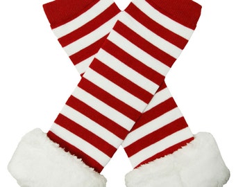 READY To SHIP Christmas Faux Fur Cuff Leg warmers , Toddler, infant, Newborn, Girls, Santa leg warmers, smash cake set,
