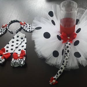 Adorable Dalmatian Tutu, Headband/Ears, Tail & Leg warmers Costume,  infant, toddler, girls