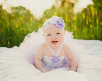 Lavender Gray and white shabby chevron headband,birthday,flower girl,smash cake,Newborn Headband,Babygirl Headband,toddler,child,photo prop
