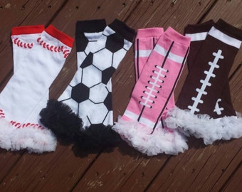 Sports Baseball Soccer Football Chiffon Ruffled Leg Warmers ,photo prop,infant, toddler, girls, baby girls