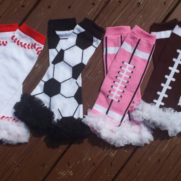 Sports Baseball Soccer Football Chiffon Ruffled Leg Warmers ,photo prop,infant, toddler, girls, baby girls