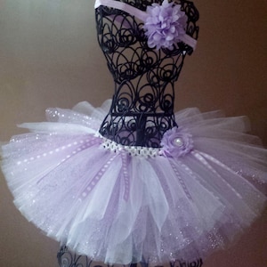 Lavender lavender glitter & white tutu with ribbons,Sophia the first,tulle,birthday tutu,Newborn Tutu,Infant Tutu, Ballerina,Baby Girl Tutu,