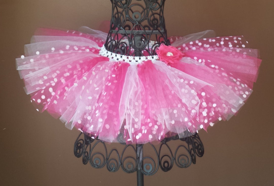 Hot Pink Hot Pink With White Polka Dots & White Tutu Minnie - Etsy