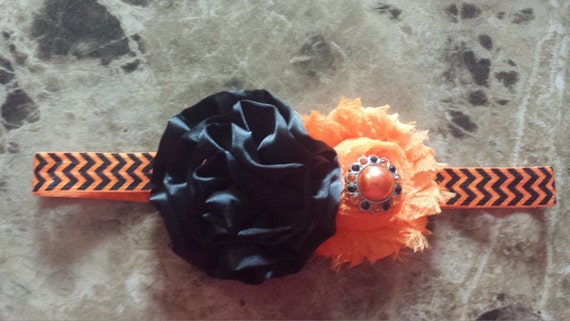 Halloween Orange and Black Chevron Headband,newborn Headband  display picture 1