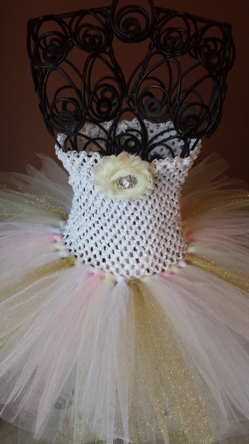 White Ivory Gold & Pink Tutu Dressbaby Tutu Dress Etsy