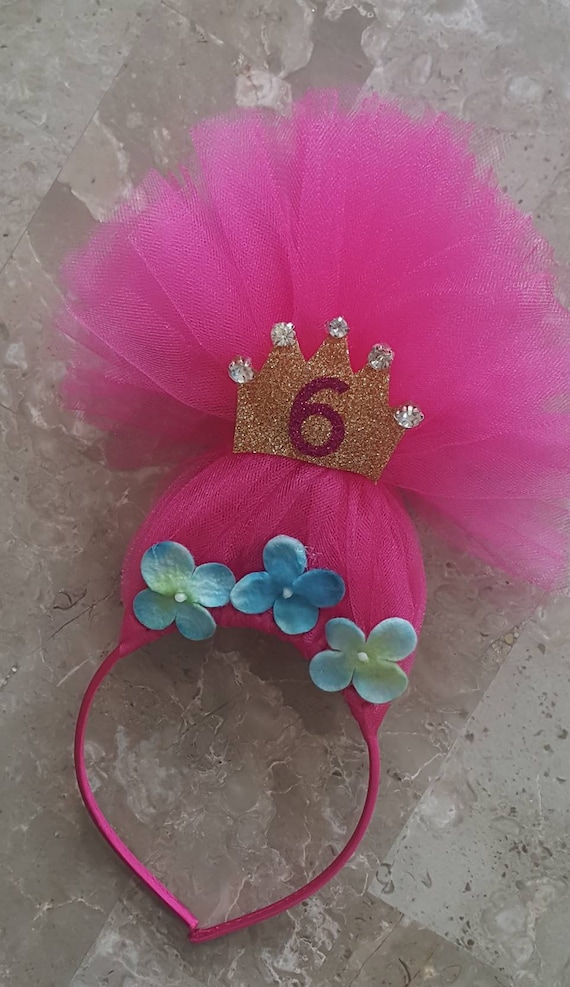 Princess Poppy Trolls Hair Headband Birthday Troll Tulle
