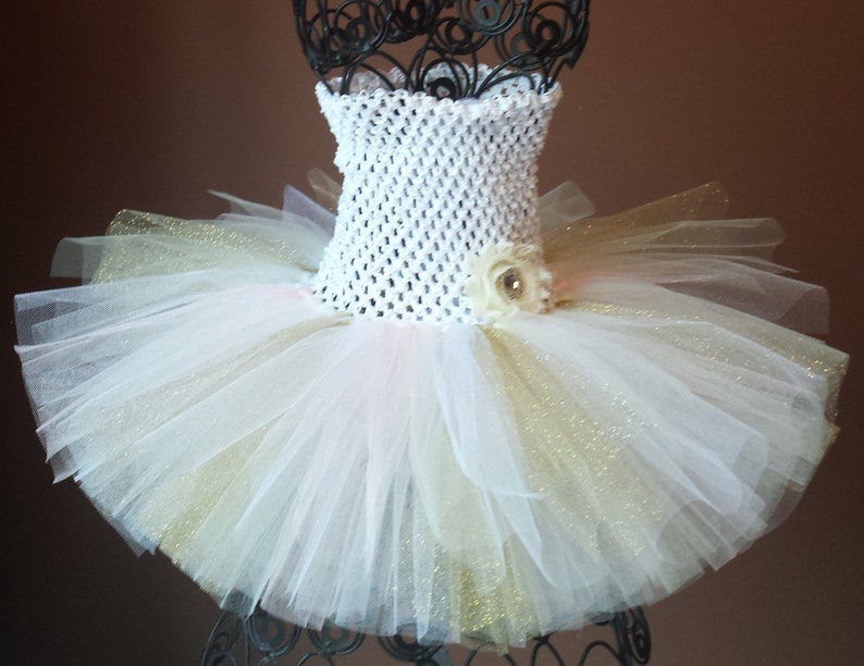 White Ivory Gold & Pink Tutu Dressbaby Tutu Dress Etsy