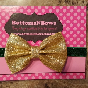Gold and Green Metallic Glitter Bow  Headband, Baby girl, newborn, toddler, cake smash, Photo prop, St Patty&#39;s day