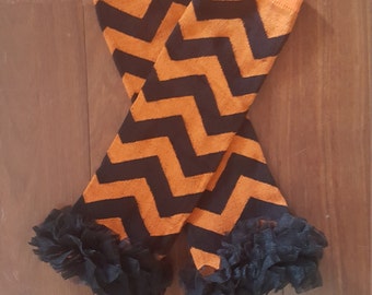 Sale Ready to Ship Halloween orange and black  chevron warmers, Toddler, infant, Newborn, Girls