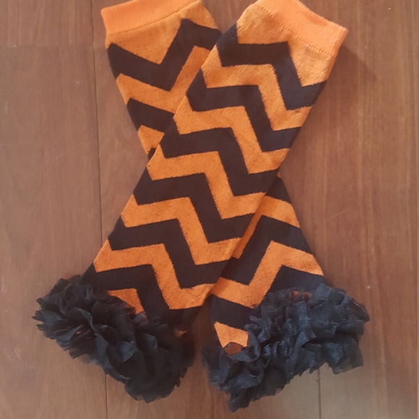 Sale Ready to Ship Halloween orange and black  chevron warmers, Toddler, infant, Newborn, Girls