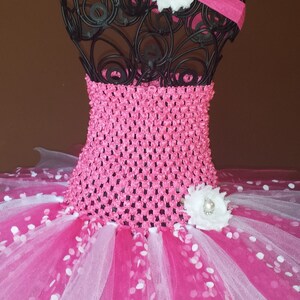 Pink White & Pink with White Dots Tutu Dress,baby tutu dress Birthday flower girl,tulle,ballerina,photo prop, infant,smash cake set, toddler image 3