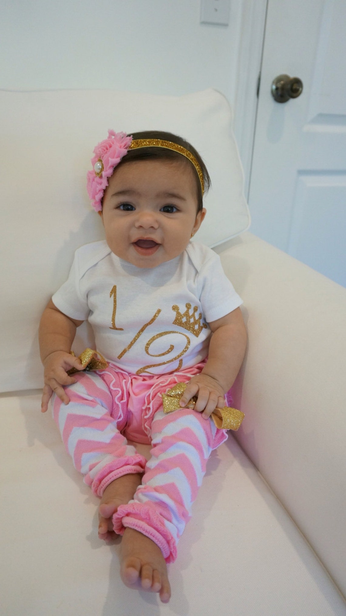 SALE Gold Glitter Vinyl Bling 1/2 Birthday Onesie Etsy