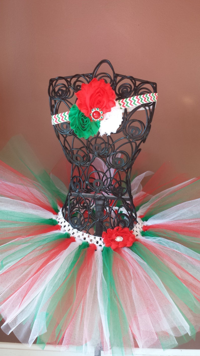 SALE Christmas Red  White and Green tutu and headband set  image 3