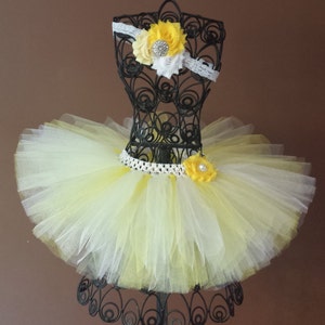 Yellow and white tutu, Tutu,tulle, birthday, flower girl, Newborn Tutu, Baby Tutu,Infant Tutu, Ballerina, Baby Girl Tutu, costume