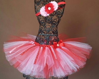 SALE Valentine's Day Red, Pink & white tutu headband set,toddler,newborn,infant, smash cake set, 1st birthday