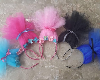 TROLLS HAIR HEADBAND! Poppy Headband, Branch Headband, troll hair, Tulle headband