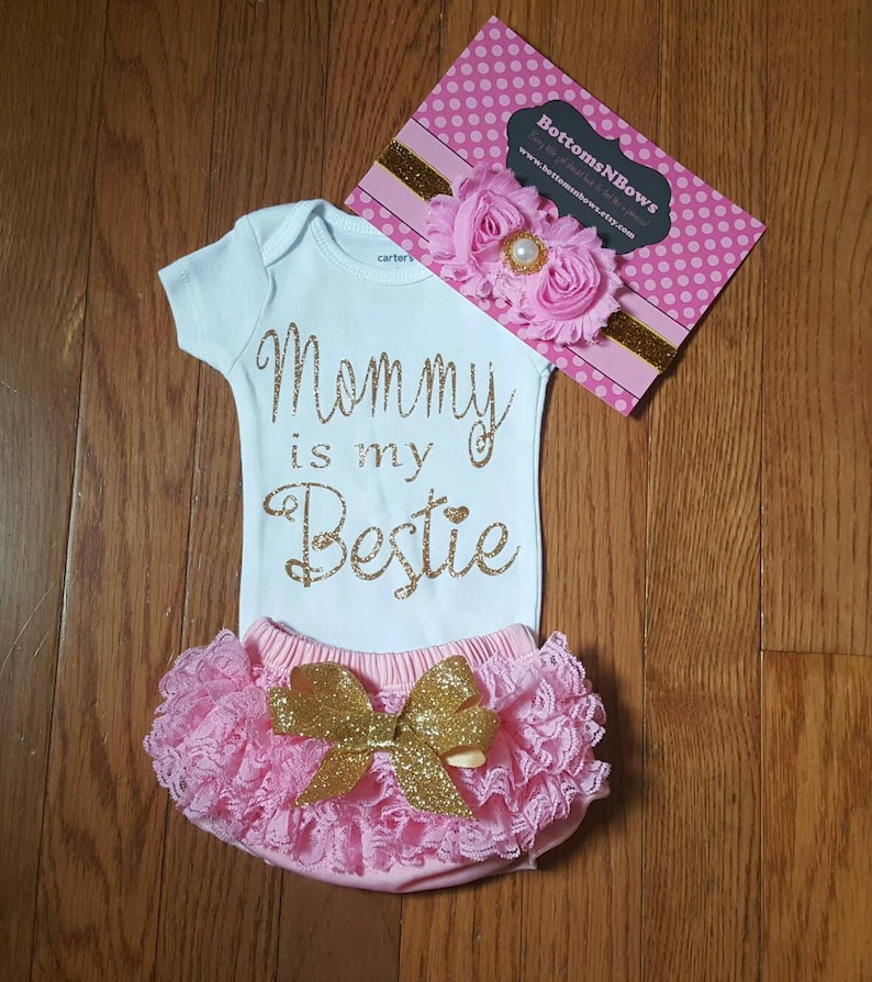 Gold Glitter Vinylmommy is My Bestie onesie Lace Etsy