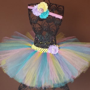 Lavender Yellow Aqua & Pink Tutu,Pastel rainbow Tutu,tulle, Newborn Tutu, Baby Tutu,Infant Tutu, Ballerina, Baby Girl Tutu, Tutu, Tulle Tutu
