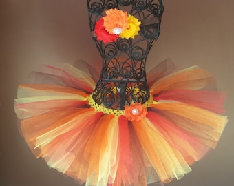 Thanksgiving Fall Brown Orange Yellow & Red tutu and headband set ,first Thanksgiving,smash cake set ,newborn,toddler