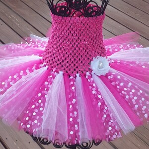 Pink White & Pink with White Dots Tutu Dress,baby tutu dress Birthday flower girl,tulle,ballerina,photo prop, infant,smash cake set, toddler image 2