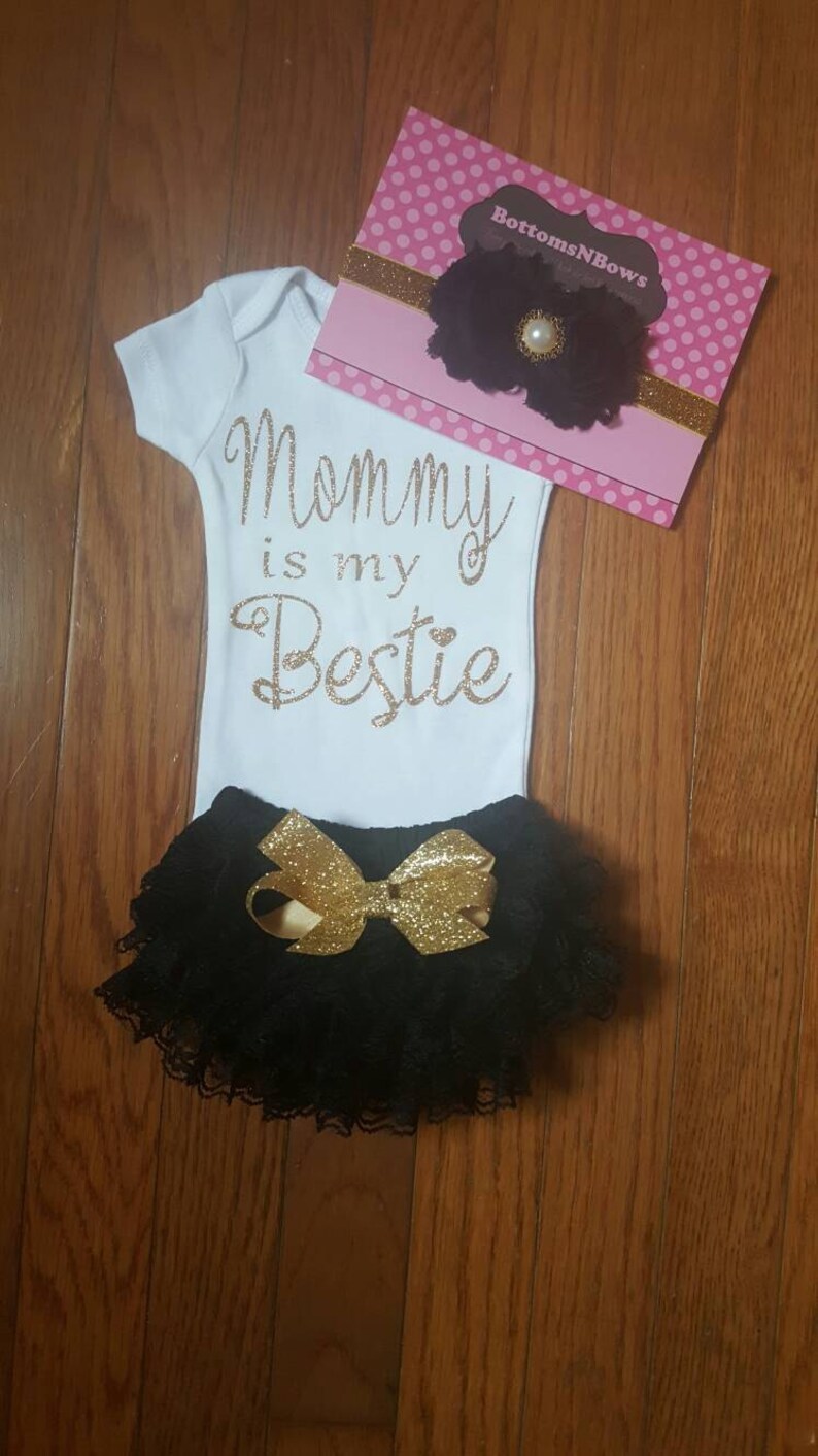 Gold Glitter Vinylmommy is My Bestie onesie Lace Etsy