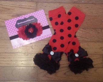 Ladybug headband and leg warmer set, smash cake set, baby girl, toddler, photo prop, girls, tutus, sets