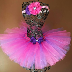 Hot Pink and PurpleTutu and  Headband Set, Tutu and headband set,newborn, flower girl,smash cake outfit. Ballerina, baby tutu,birthday