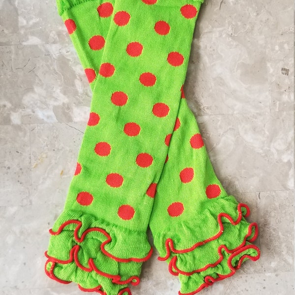 ready to ship Christmas Leg warmers with  Ruffles, Toddler, infant, Newborn, Girls