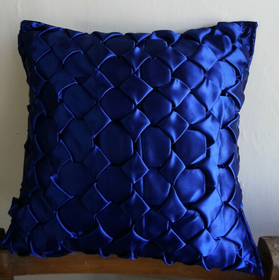 Decorative Blue Texture Throw Pillow Cover 16x16 Satin Etsy