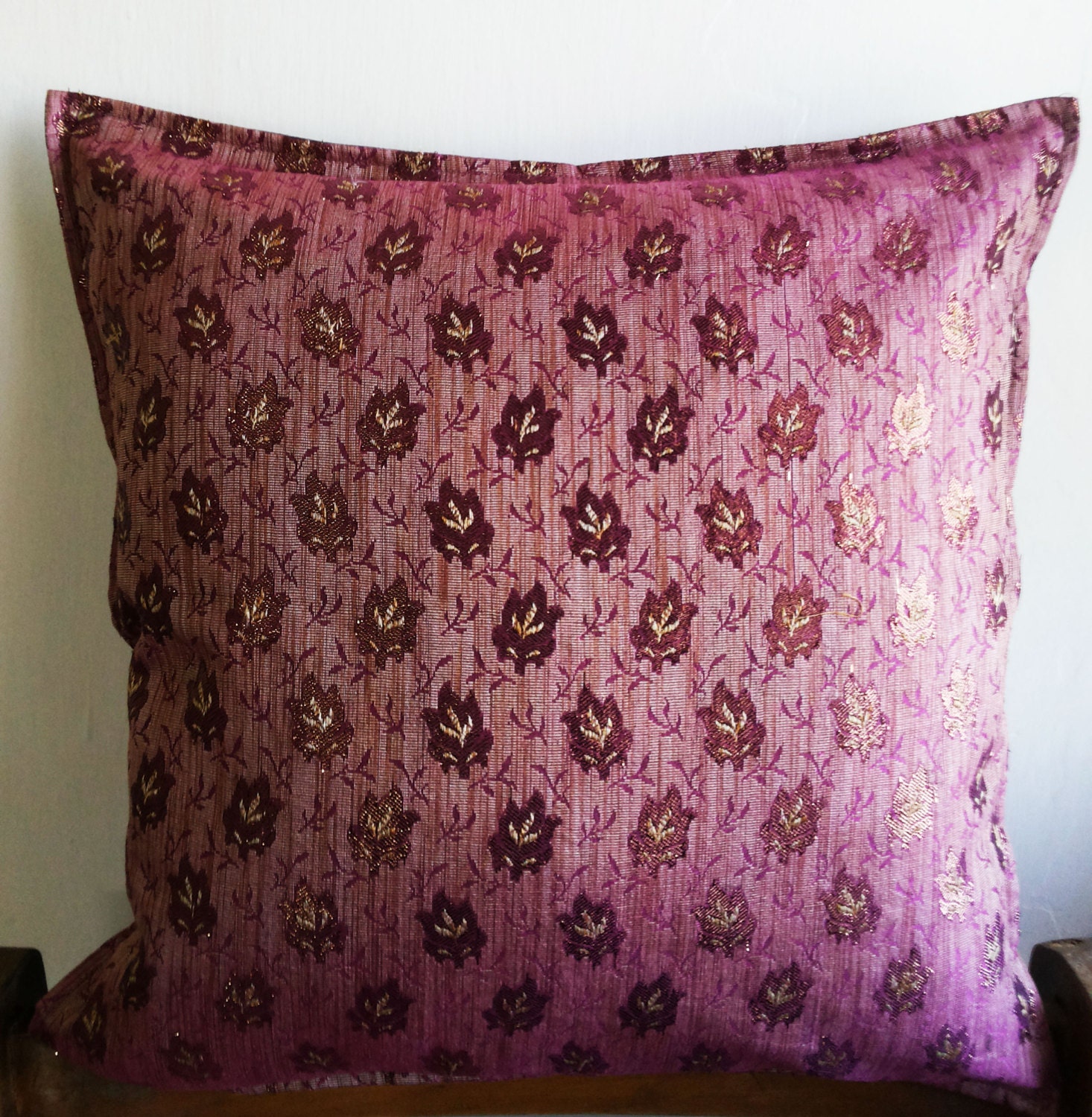 Decorative Brocade Throw Pillow Cover 16x16 Pink Indian Etsy