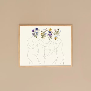 All Bodies Are Beautiful Feminist 8 x 10 Print Handmade Print Dried Flower Print Pressed Flower Print Feminist Print All Bodies Beautiful