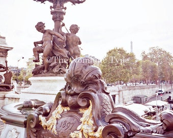 Paris Bridge Photo Pont Alexander Paris Photography Paris France Print Seine River Eiffel Tower Photo Europe Wall Art Paris Wall Art 8x10