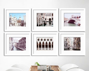 SALE Venice Print set Italy photography Set of 6 Architectural Photos Venice wall art Rialto Bridge Venice decor Venice Canals Gallery wall