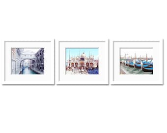 Venice Italy Print Set, Italy Photography, Set of 3 Prints, Italy Wall Art, Bridge of Sighs, San Marco Square, Venice Gondolas, Travel Decor