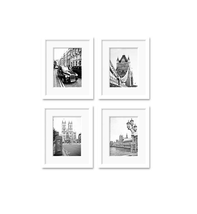 Set of 4 London Prints Tower Bridge Travel Decor Etsy
